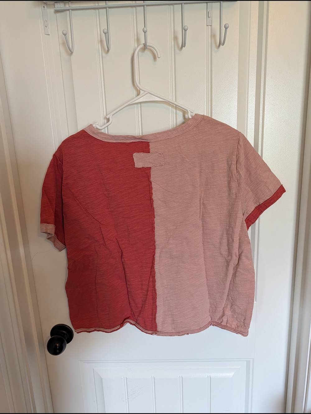 Colorblock Short Sleeve Tee — Pink & Rust - Picture 2 of 2